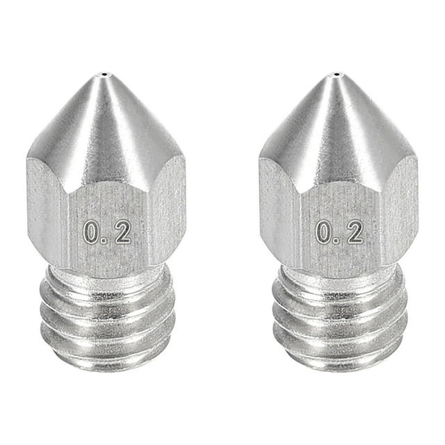 Boquilla de impresora 3D de 0.2mm, compatible con cabezal extrusor MK8, para filamento de 1.75mm, acero inoxidable, 2 piezas