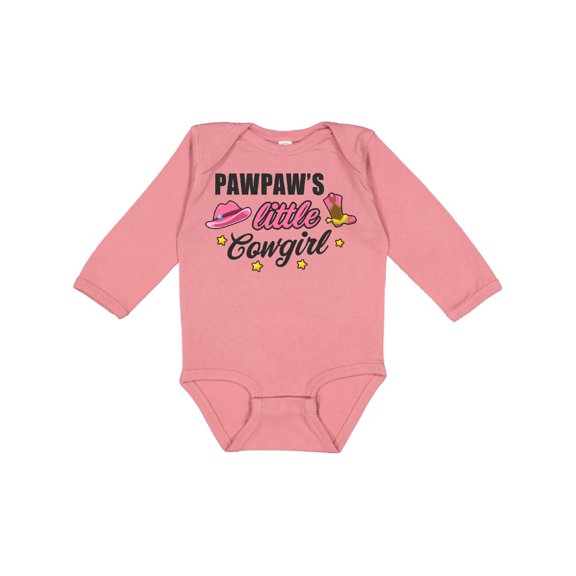 Inktastic Pawpaw's Little Cowgirl with Cowgirl Hat and Boots Girls Long Sleeve Baby Bodysuit