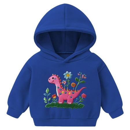 yocbz Baby Boys Dinosaurs Hoodie Boy Girls Truck Pullover with Pocket Toddler Boy Kids Rocket Sweatshirt Blue 18-24 Months
