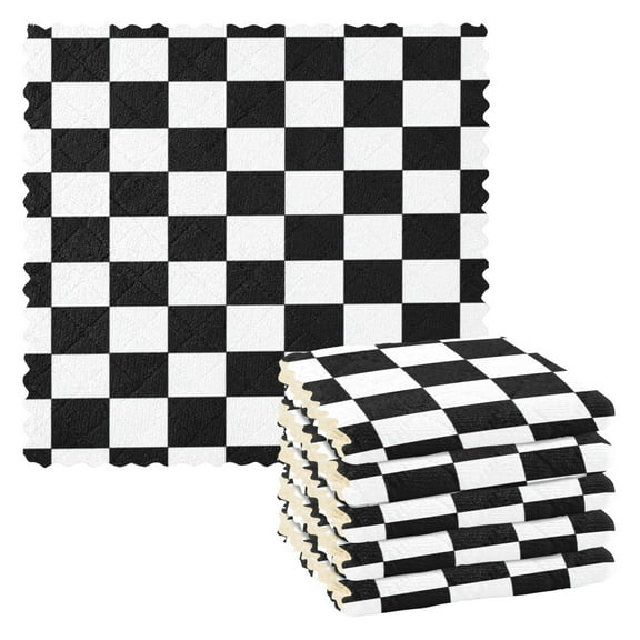 6 Pack Kitchen Dish Towels, 11 Inch x 11 Inch Reusable Cleaning Cloths for Washing Dishes Dish Cloths for Drying Dishes Black and White Check