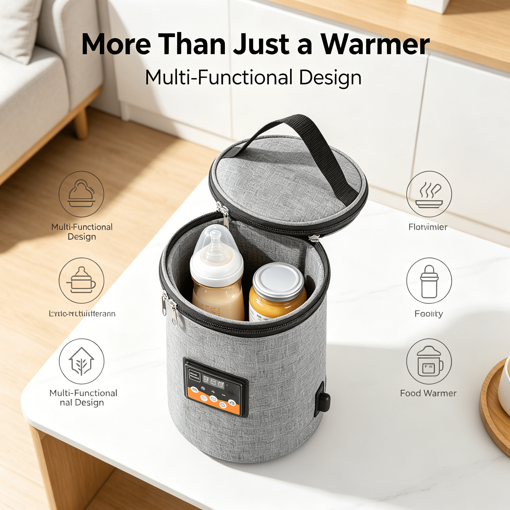 XIRQI 2026 New Portable Bottle Warmer,Car Heating Function Travel Bottle Warmer,Adjustable Temperature Bottle Warmer on the Go,For Car,Travel,Outdoor,Home,Feeding,Gray