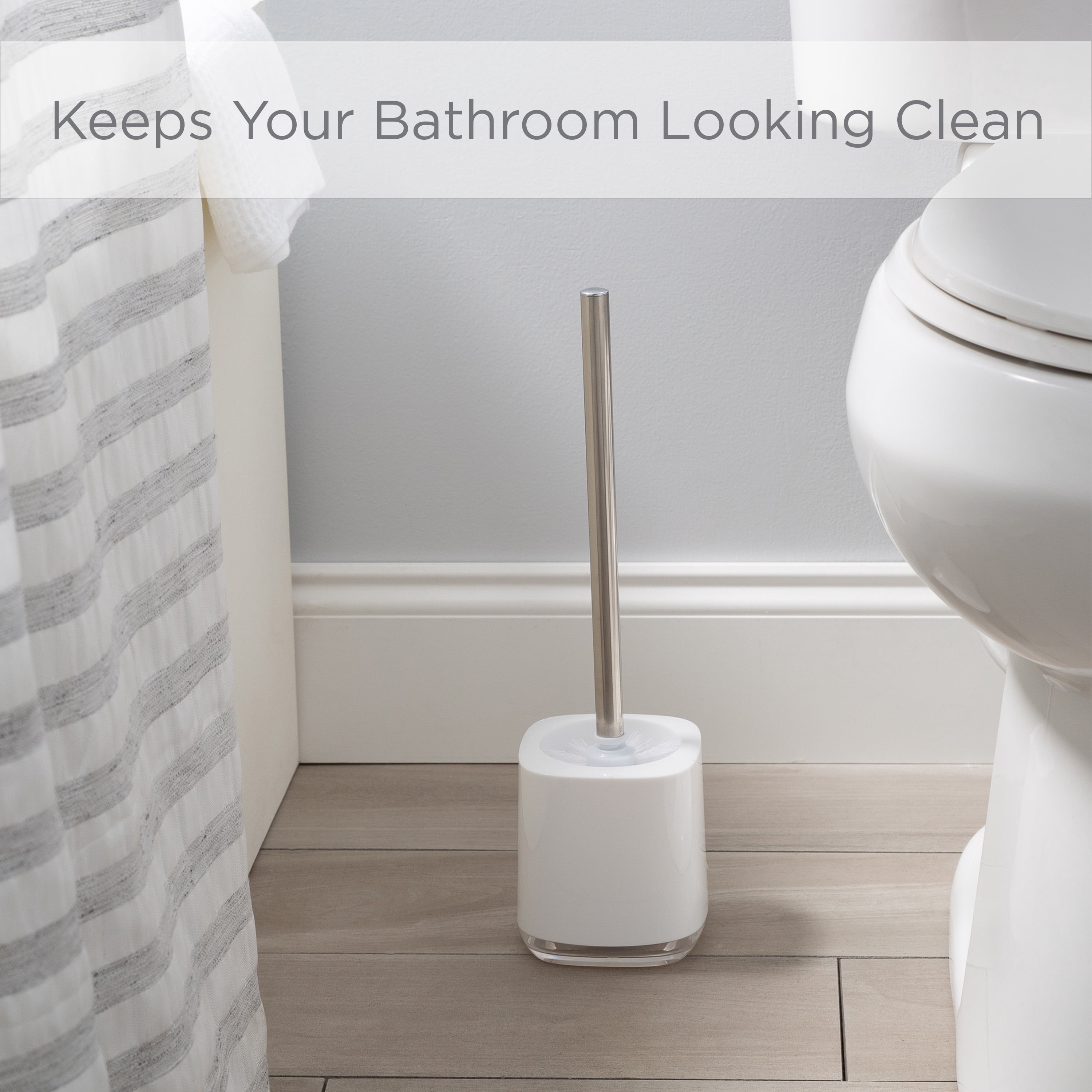 Bath Bliss Luxury Plastic Toilet Brush Holder in White