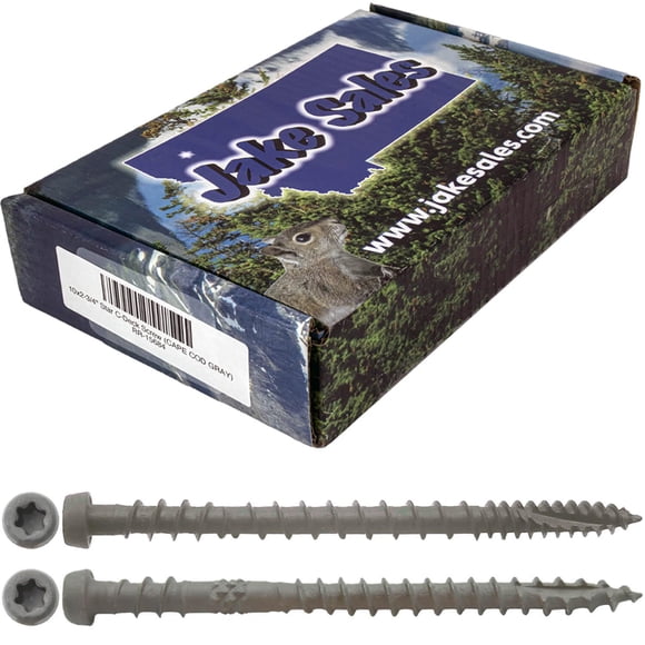 Tornillo Jake Sales #10 x 2-3/4 pulgadas para madera compuesto de color gris con cabezal de transmisión Torx/Star, con revestimiento exterior, compatible con madera ACQ, tornillos de 5 libras ~ 350