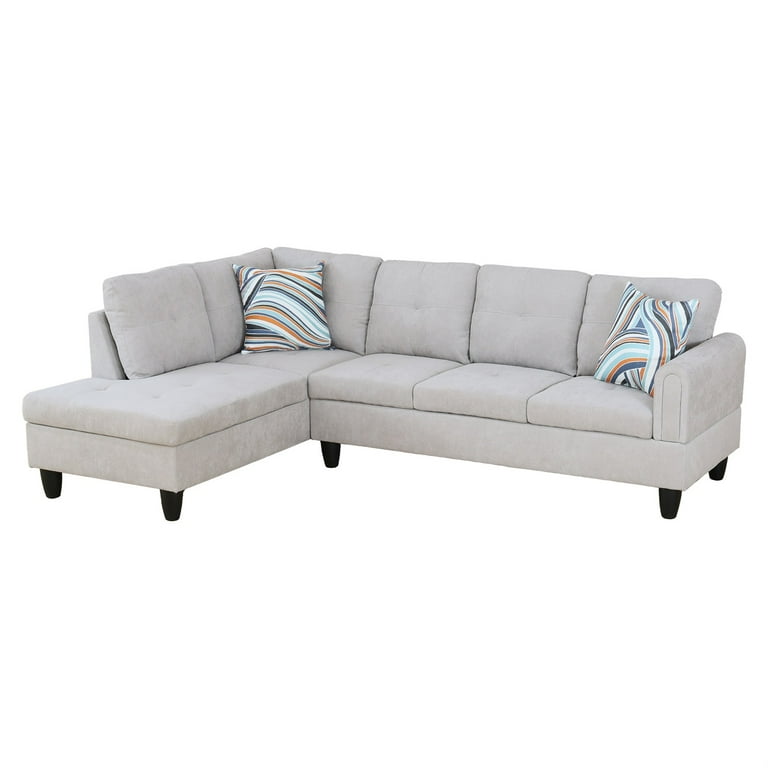 Hommoo L Shaped Flannel Sectional Sofa Set, 4-Seat Couches for Home, Apartment, Dorm, Small Space, Indoor Family Use, Dark White Hommoo L Shaped Flannel Sectional Sofa Set, 4-Seat Couches for Home, Apartment, Dorm, Small Space, Indoor Family Use, Dark White