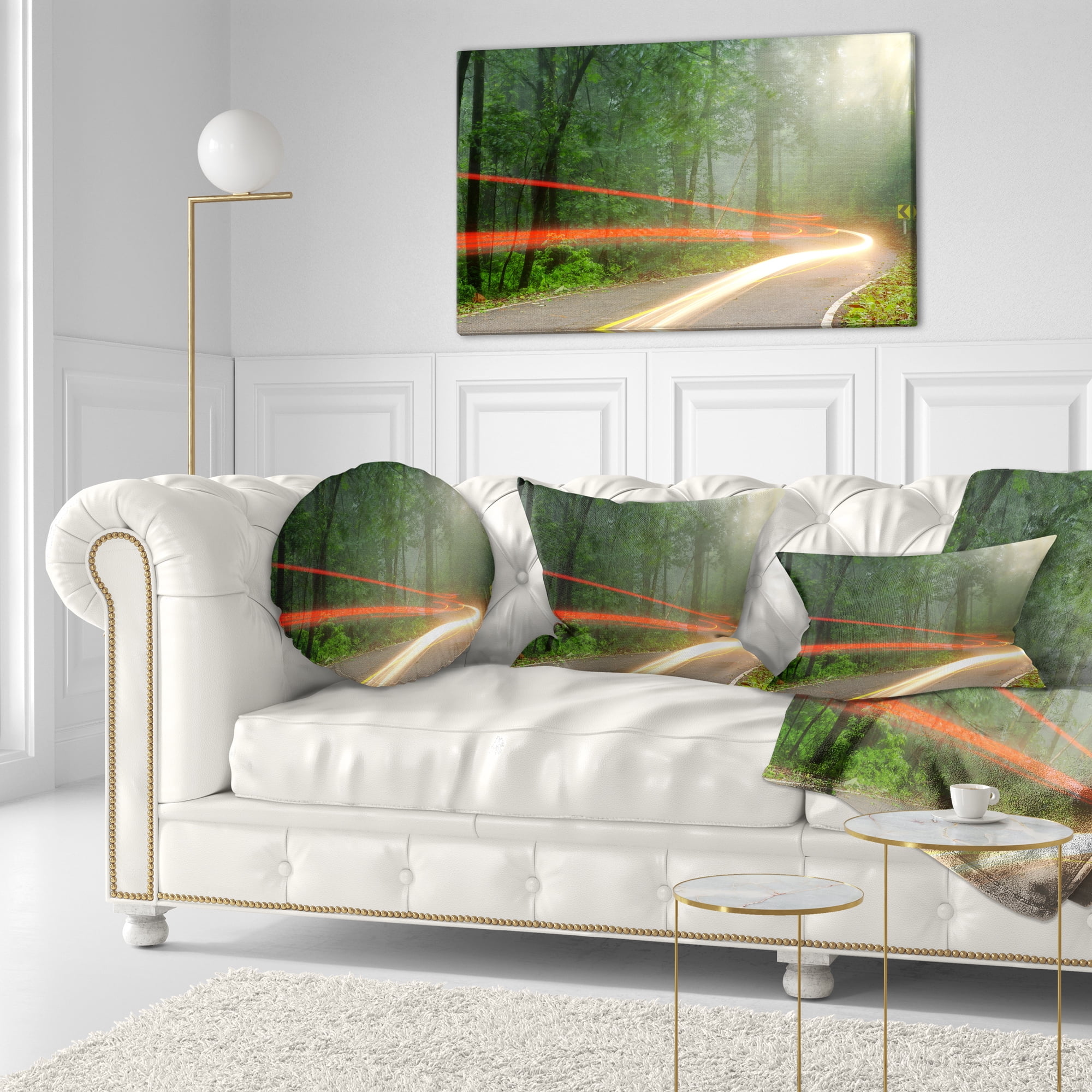 Designart Foggy Morning with Sun Rays - Landscape Photo Throw Pillow - 12x20