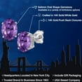 thumbnail image 2 of Gem Stone King 14K White Gold Purple Amethyst Double Notch Stud Earrings | 2.30 Cttw | Gemstone February Birthstone | Oval 8X6MM | Gold Earrings for Women Men, 2 of 6