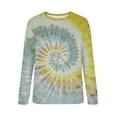 thumbnail image 4 of RYRJJ Womens Tie Dye Crewneck Pullover Shirt Lightweight Sweatshirt Casual Loose Trendy Fall Gradient Color Long Sleeve Tops(Yellow,M), 4 of 5