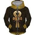 thumbnail image 4 of Sudadera con capucha y cremallera con estampado 3D del antiguo Egipto Ojo de Horus para hombre, sudaderas informales de manga larga con estampado de faraón, sudaderas holgadas, 4 of 5