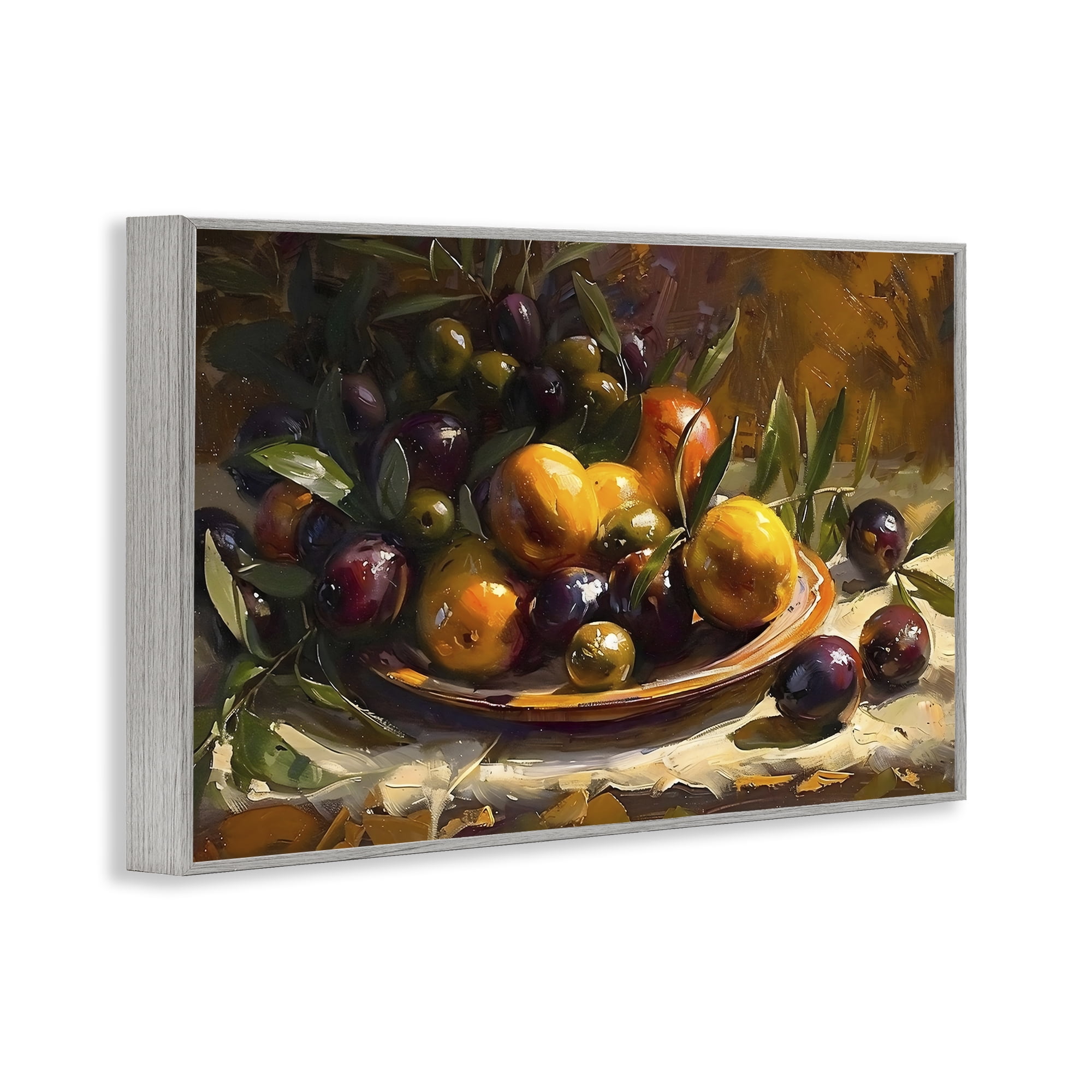 Stupell Industries Array of Olives & Citrus Gray Framed Giclee Art, design by Creative Studio