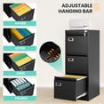 thumbnail image 5 of STANI 3 Drawer Black File Cabinet with Lock,Metal Locking Filing Cabinets for Home Office, Vertical Filing Cabinet Organizer for Legal/A4 Office, 5 of 11
