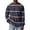 Purple, variant on Men's Stripe Crewneck Waffle Knit Print Pullover Sweatshirt, Long Sleeve Casual Daily Top for Fall Spring,Gray,L