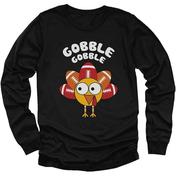 Tstars Turkey Shirt Toddler Gobble Gobble Thanksgiving Kids Long Sleeve Shirts 2T Black