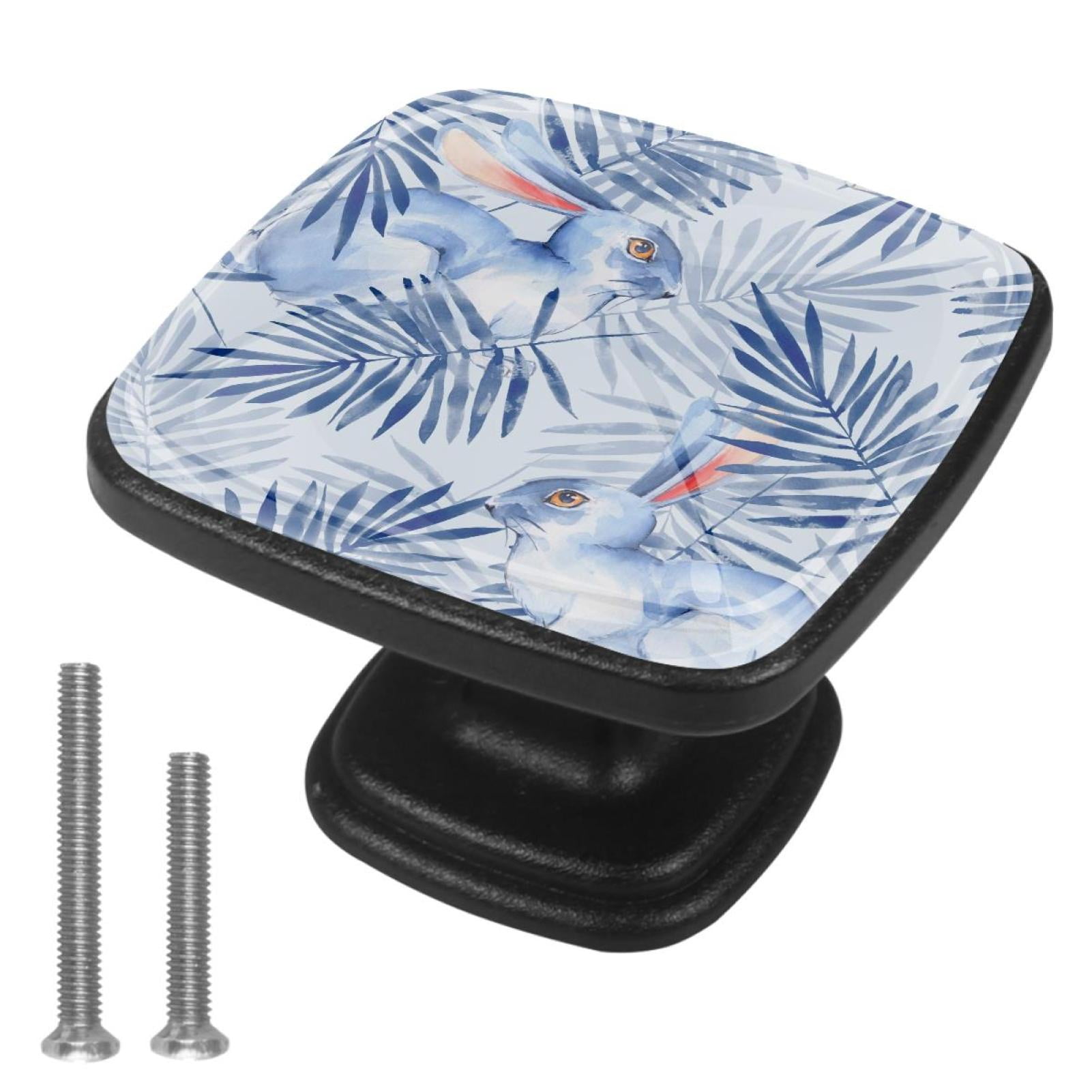 Drawer Lack Rabbit 4 Pcs Cabinet Handle Drawer Pulls Watercolor Rabbit Knobs with Screws ...