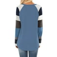 thumbnail image 3 of Women Color Block Long Sleeve Round Neck Pullover Shirt, 3 of 3