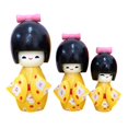thumbnail image 2 of 3 piezas de madera japonesa muñeca hecha a muñeca figura coleccionable regalo muñecas muñeca estatuil para decoración de mesa adornos navideños Amarillo Yotijar muñecas japonesas, 2 of 8