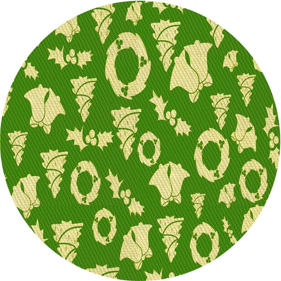 Ahgly Company Indoor Round Patterned YellowGreen Area Rugs, 8' Round