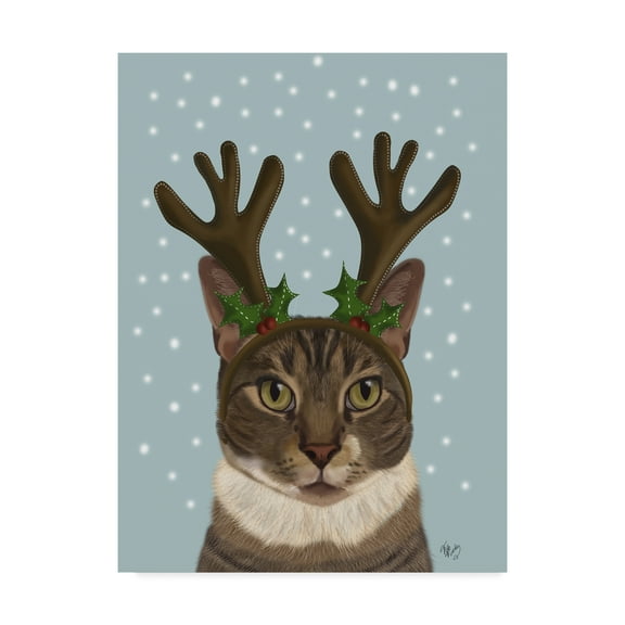 Trademark Fine Art 'Calico Cat and Antlers' Canvas Art by Fab Funky