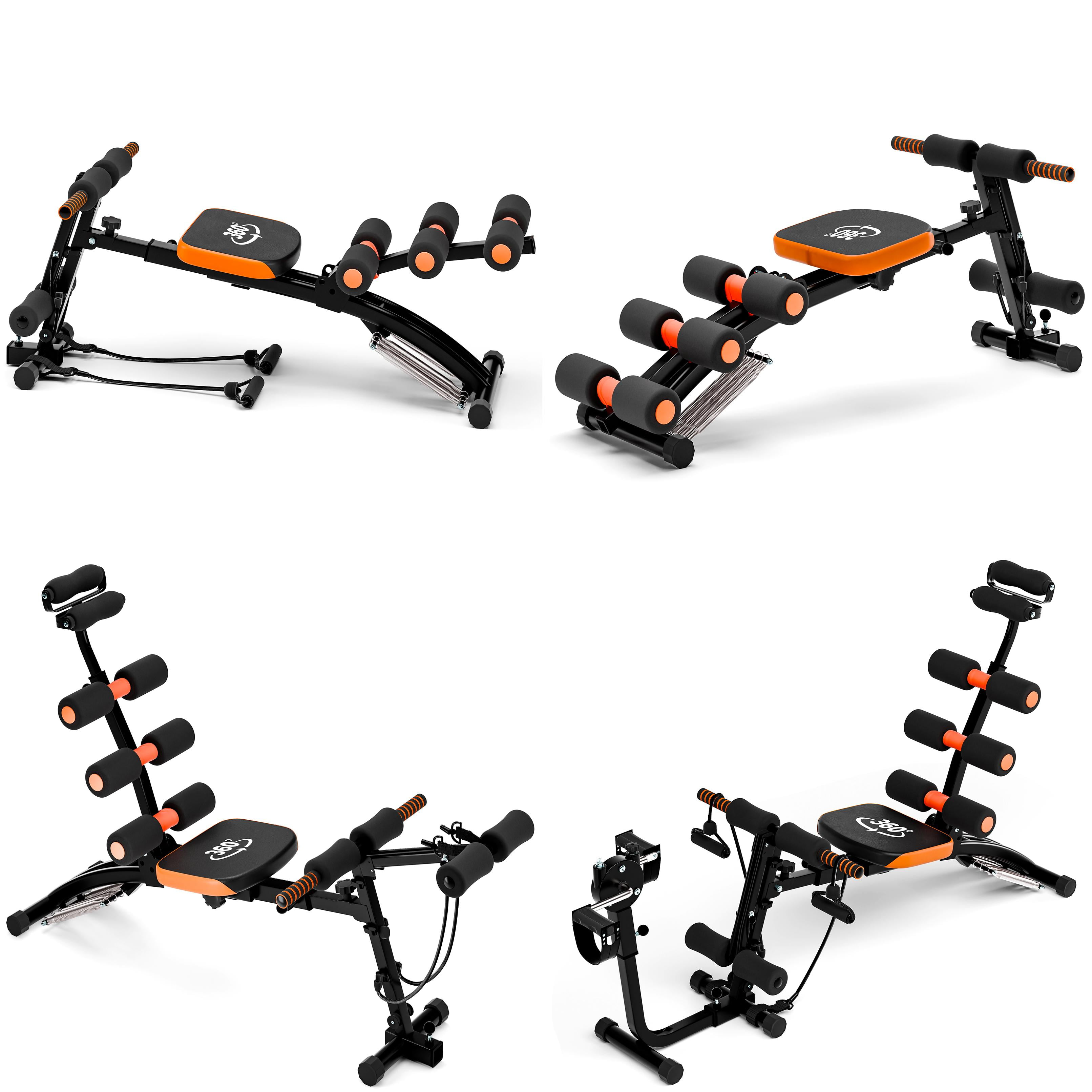 Happydeer Multifunctional Fitness Bench with Resistance Bands, Adjustable Home Workout Bench for Full Body Training