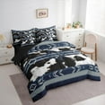 thumbnail image 3 of jejeloiu Vintage Cattle Hide 7-Piece Bedding Comforter Set,Retro Geometric Rhombus King Bedding Sets,Blue Stripes Lines Bed Sheets For Teens,Super Cozy Room Decor Reversible, 3 of 8