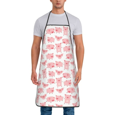 

Matuu Kawaii Pigs for Cooking Apron for Men and Women Adjustable Strap and Waist Ties for Baking Cooking Gardening