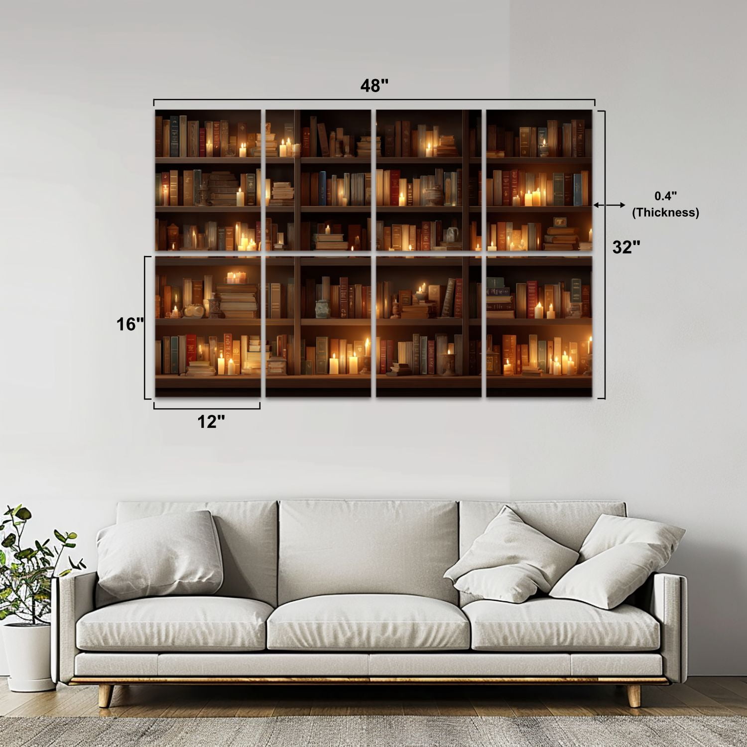 8 Pack Art Acoustic Panels Sound Absorbing Rustic Library Soft Lighting Warm Tones Polished Wood Decorative Soundproof Wall Panels Self Adhesive for Nursery Game Room Bedroom 48"x32"