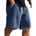 thumbnail image 3 of Havenre Mens Daily Jacquard Textured Shorts Casual Drawstring Elastic Waist Lounge Short Pants Loose Fit Comfy Beach Shorts with Pockets Navy S, 3 of 4