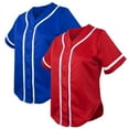 thumbnail image 1 of TOPTIE Lot de 2 Chandails de Baseball pour Femmes Chandails de Softball Chemises à Boutons - Bleu Rouge - m, 1 of 6