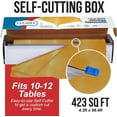thumbnail image 2 of Clearly Elegant Gold Disposable Plastic Table Cover with Self-Cutter, 52” X 100 Ft, 2 of 4