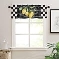 thumbnail image 6 of 3 Pieces Kitchen Curtains & Valances Set, Summer Tropical Lemon, Short Curtain Rod Pocket Window Curtain, Buffalo Plaid Black White, Window Treatment Tiers Decor (1 Panel 54"x18",2 Tiers 27.5"x36"), 6 of 6