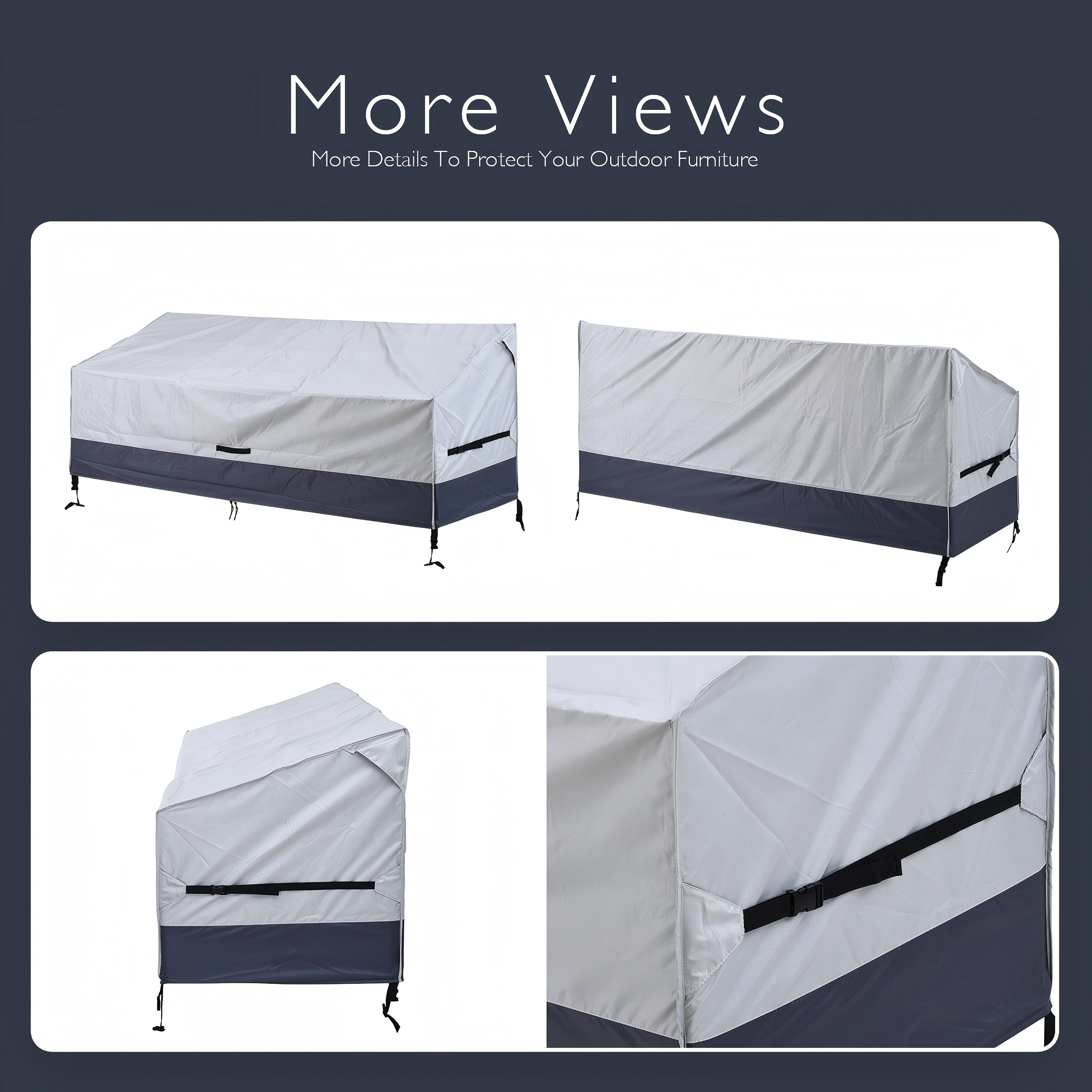 Outdoor Sofa Cover Waterproof Patio Bench Cover for 2 Seater Loveseat, 420D High Density Outside Furniture Cover with UV Silver Coating & Windproof Buckles (Gray-DarkGray, 70''x30''x31'')