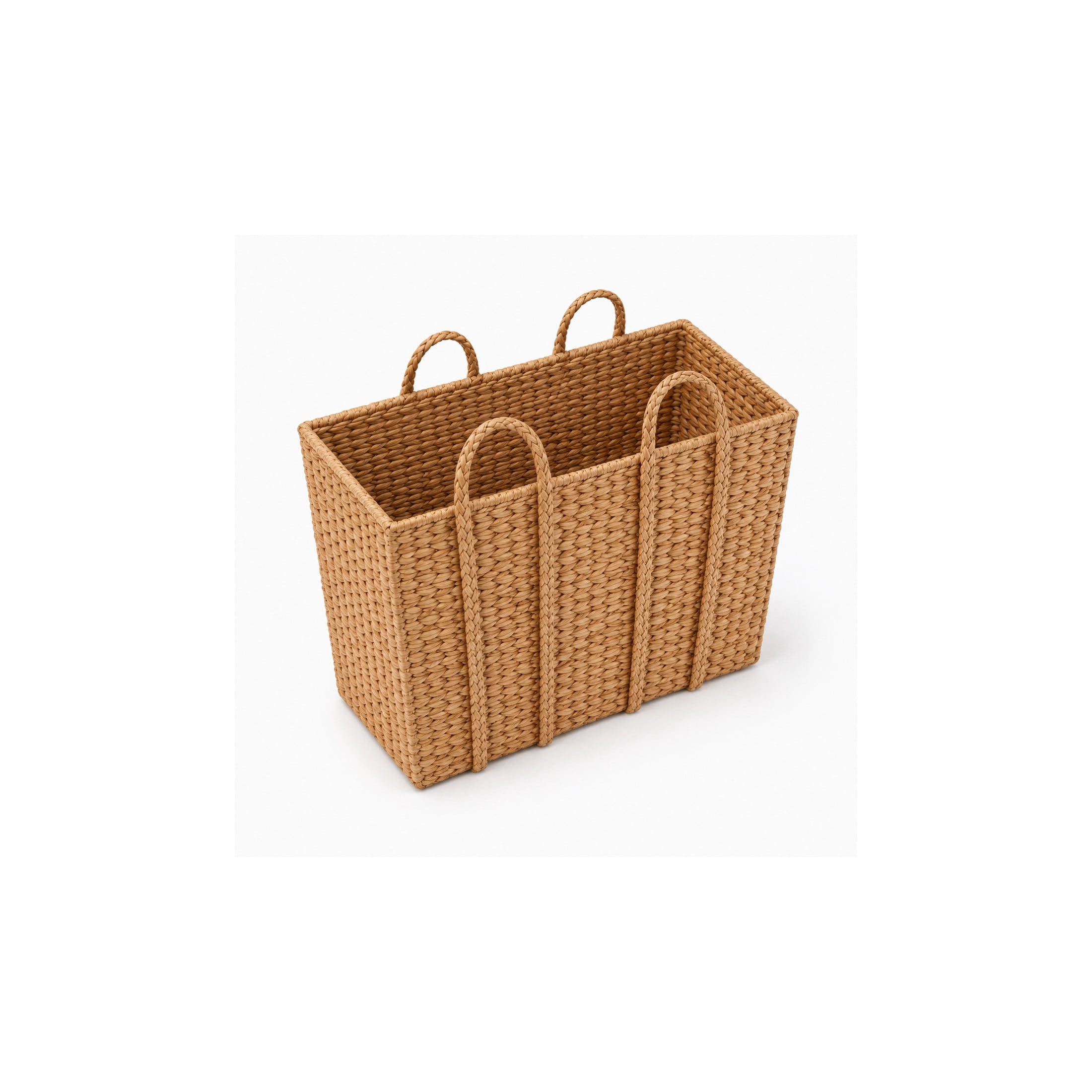 DecMode 20" x 16" Brown Seagrass Handmade Woven Storage Basket with Braided Handles, 1-Piece