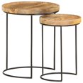 thumbnail image 1 of Juego de mesa de café VidaXL, madera de mango macizo y acero, 2 piezas, 1 of 8