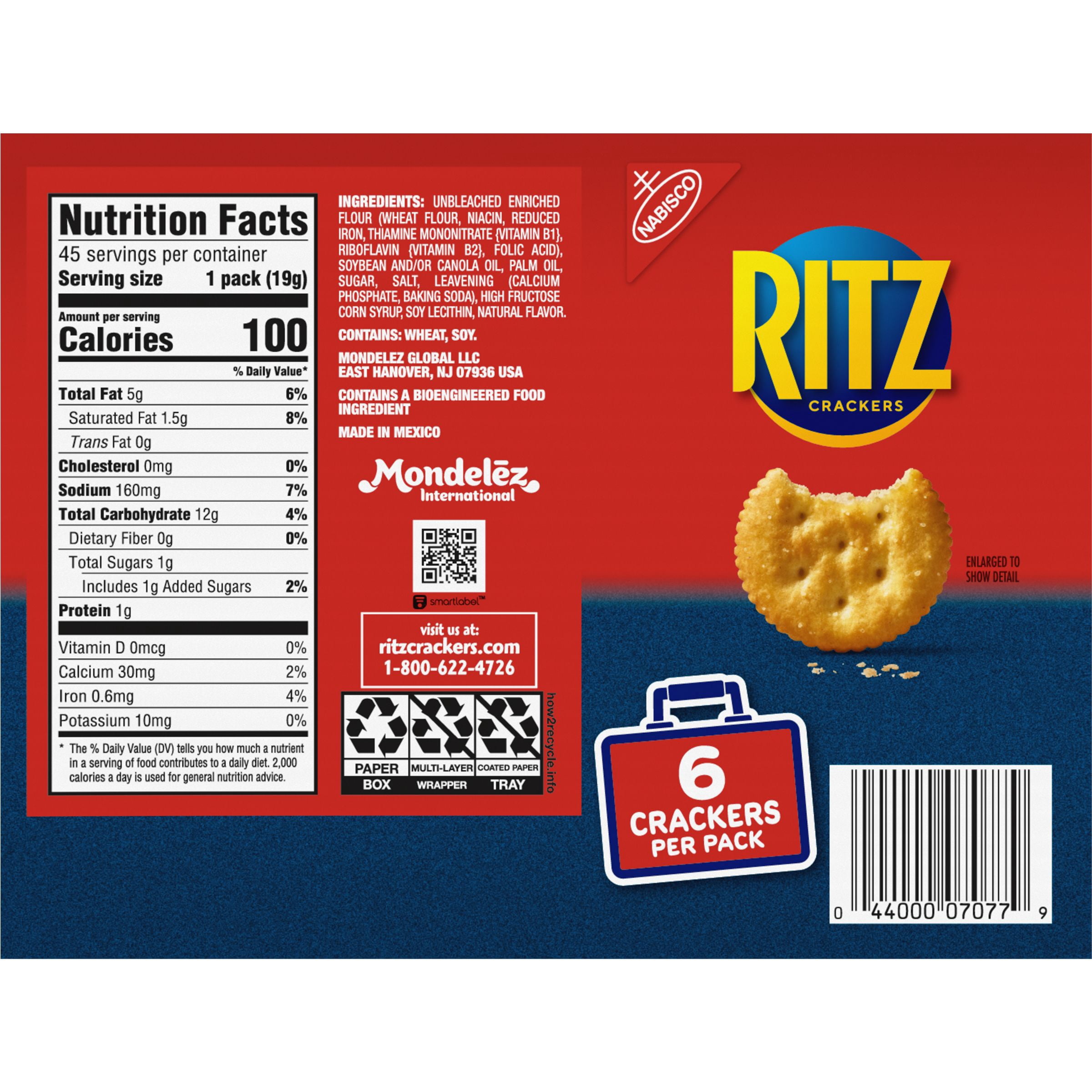 Ritz Original Crackers, Snack Packs, 0.68 Ounce (45 Count)