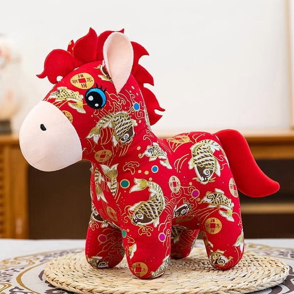 25Cm Chinese New Year Horse Plush,Year Of The Horse 2026,Horse Doll Mascot Plush For Spring Festival Lunar New Year Zodiac Souvenir Party Gift Home Office Car Window Décor