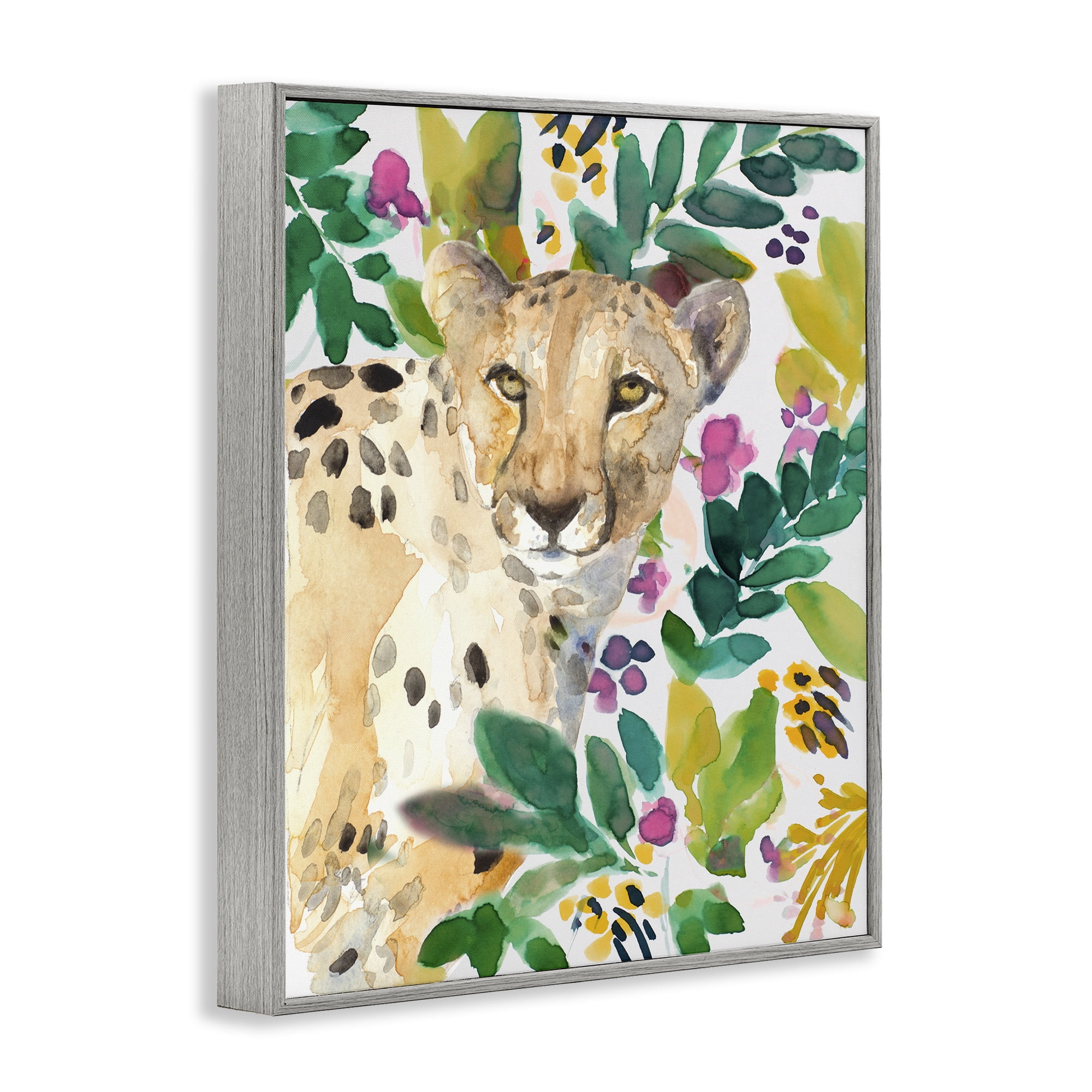 Stupell Industries Garden Plants Cheetah Gray Framed Giclee Art, design by Lanie Loreth