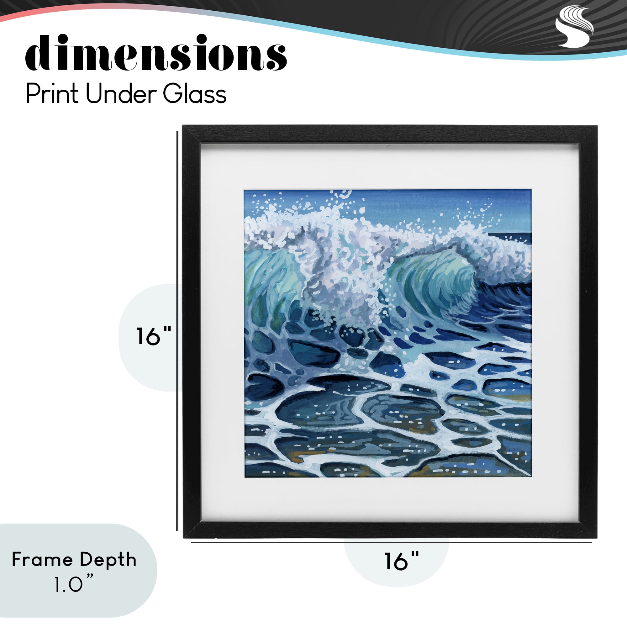 Stupell Industries Strong Crashing Waves on Beach Black Framed Print Under Glass, design by Kate Jarvik Birch