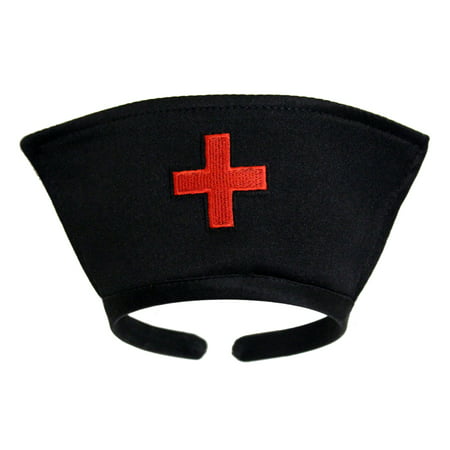 SeasonsTrading Black Nurse Hat Headband with Red Cross Costume Dress