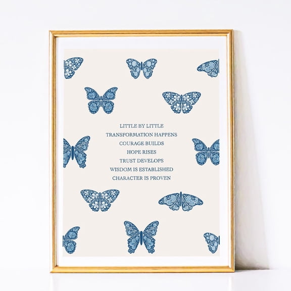 Little By Little Butterfly Inspirational Poster, Unframed Paper Poster 8x10in