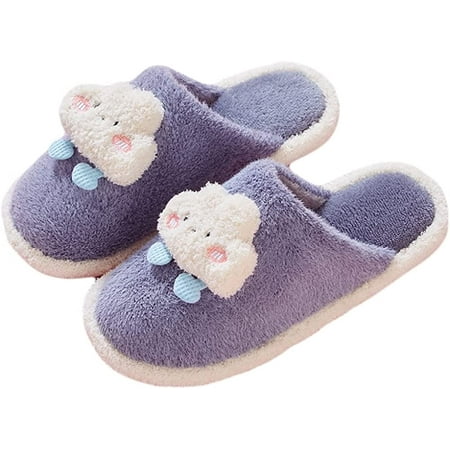 

PIKADINGNIS Fluffy Fuzzy Slippers Women Cute Cloud Decorative House Slipper Winter Warm Cozy Non-Slip Bedroom Slippers Indoor & Outdoor