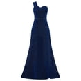 thumbnail image 5 of Women Fashion Ballgown Formal Cocktail Dress Olyvenn Straps Sleeveless Prom Dress Trendy Off Shoulder Skew Collar High Waist Sequins Sundress Side Slit Slim Flowy Evening Party Smocked Dark Blue 4, 5 of 6