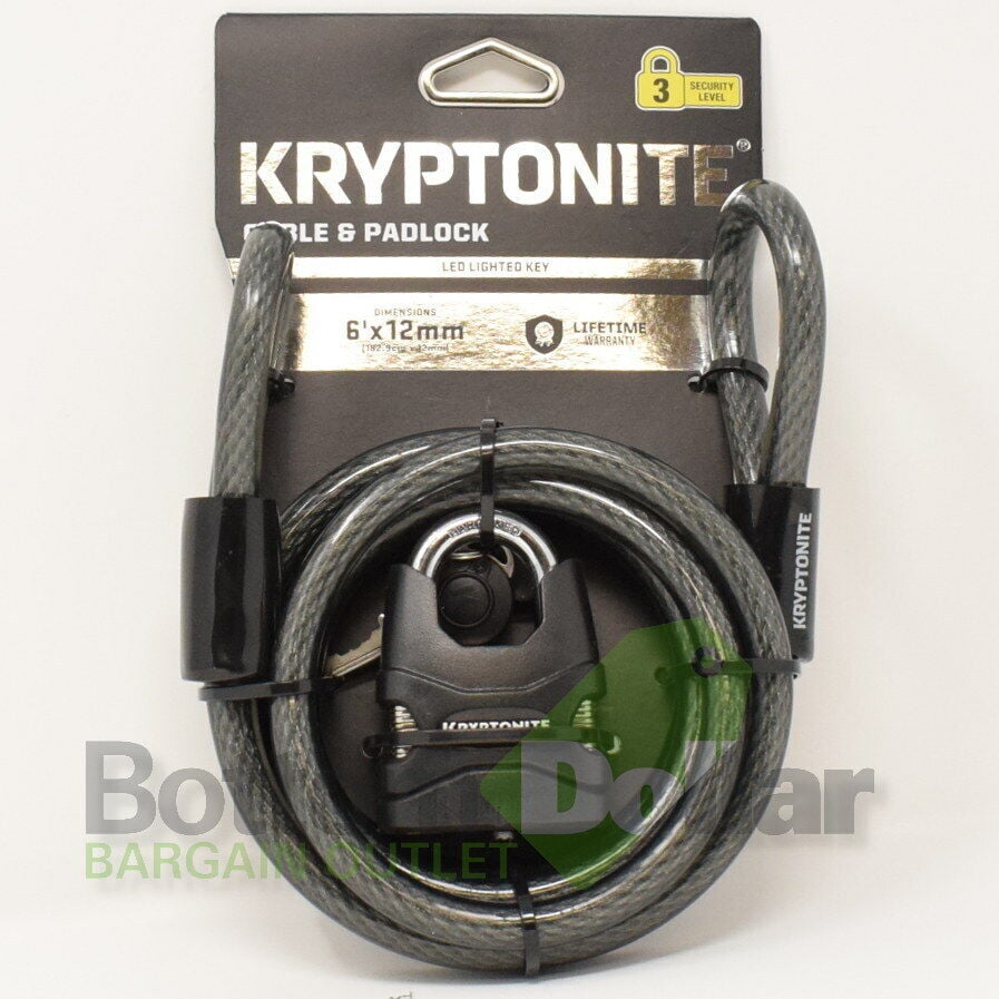 Kryptonite Level 3 6‘ x 12MM LED Lighted Security Key Cable & Padlock