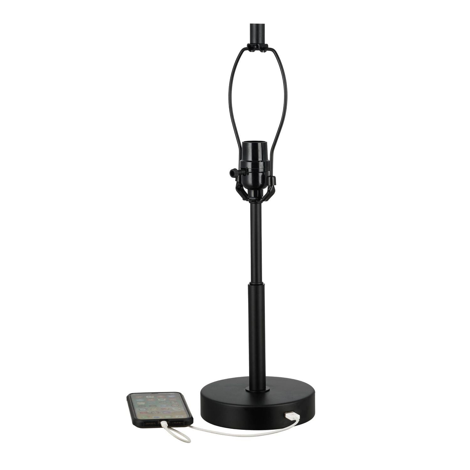 hometrends 20"H Black with USB Charging Port Lamp Base