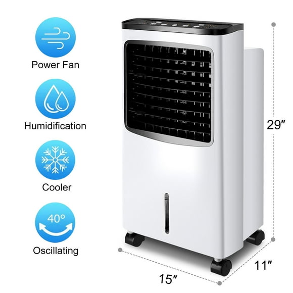 Giantex Refroidisseur d'Air Portable, Machine de Refroidissement d'Air Électrique avec 3 Modes, 3 Vitesses et Fonction Minuterie, Ventilateur de Refroidissement, Idée pour la Maison et le Bureau