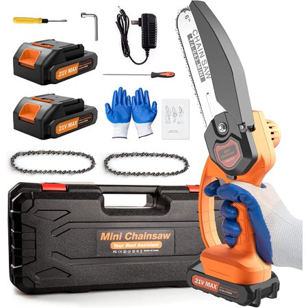 Mini Chainsaw, 6 Inch Cordless Chainsaw, 24V Battery Powered w/ 2.0Ah ...