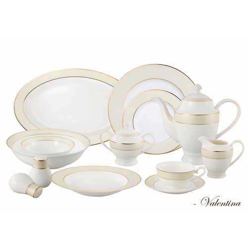 Lorren Home Trends Bone China 57 Piece Dinnerware Set, Service for 8 by Lorenzo