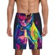 thumbnail image 1 of Balery Neon Pop Art Pitbull Pantalones cortos de pijama de punto de algodón para hombre con cinturilla y bolsillos-Large, 1 of 6