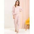 thumbnail image 3 of Pijama De Franela Lindo Impreso Manga Larga Top Y Pantalones Para Dormir Ropa De Dormir Suave Conjuntos Invierno Para Mujeres Rosa M, 3 of 6