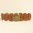 thumbnail image 2 of SXcggal Vintage Western Style Women's Belt Exaggerated Round Hollow Metal Plated Wide Leather Belt, 2 of 4