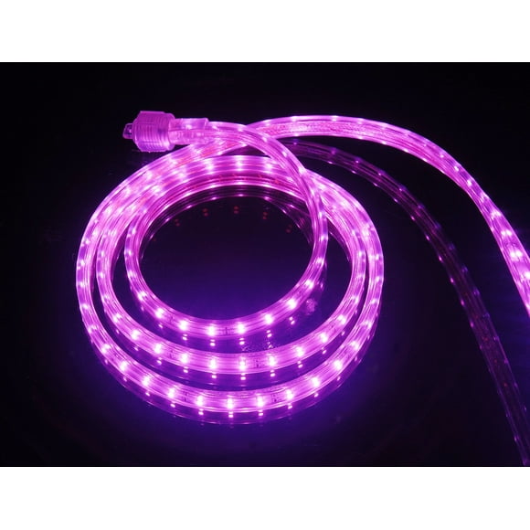CBconcept UL Listed, 30 Feet, 3200 Lumen, Pink, Dimmable, 110-120V AC Flexible Flat LED Strip Rope Light, 540 Units 3528 SMD LEDs, Indoor Outdoor Use, Accessories Included, Ready to use
