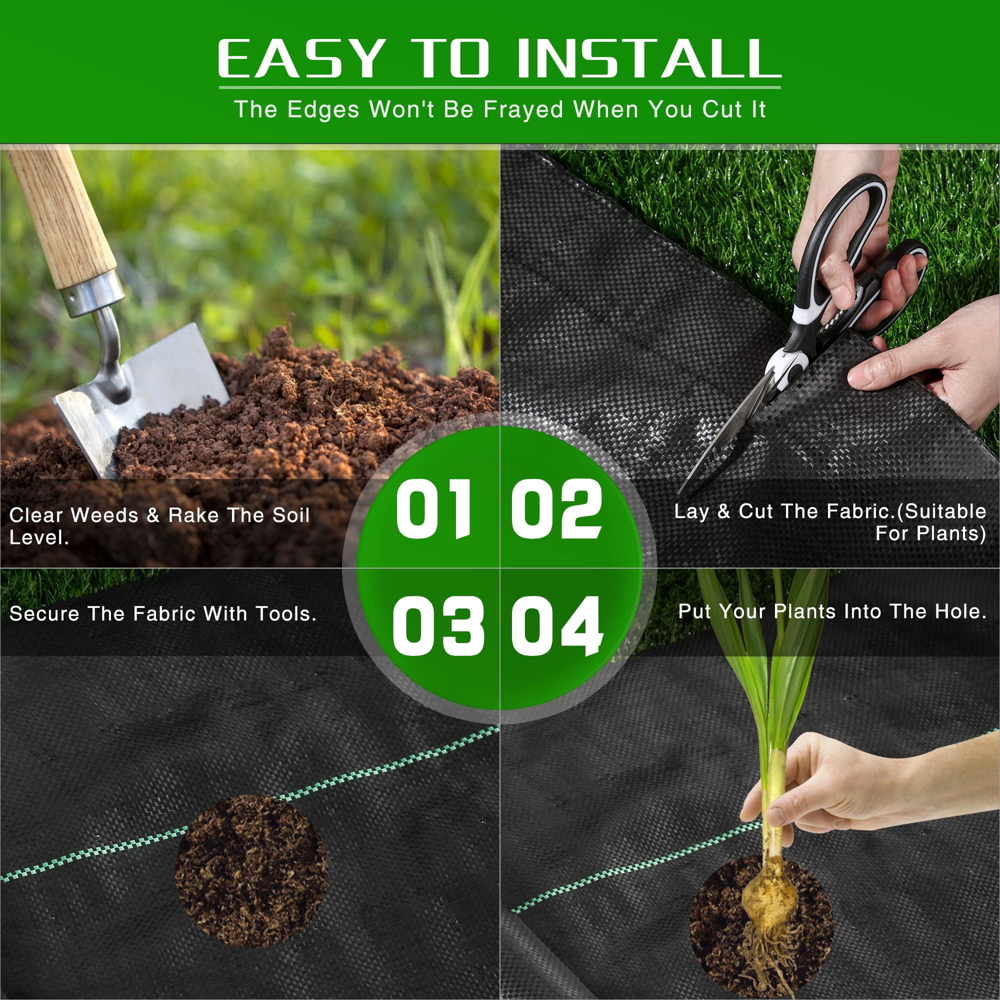 Weed Barrier Landscape Fabric Heavy Duty  2.6ft X 100ft Thicken Garden Blocker Mats Control Cloth Woven Geotextile For Beds Underlayment Commercial Driveway
